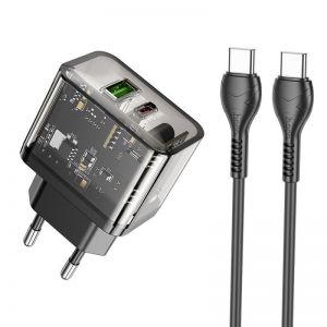 HOCO zidni punjac USB A + Type C + kabl Type C na Type C PD QC3.0 3A 20W N34 providan
