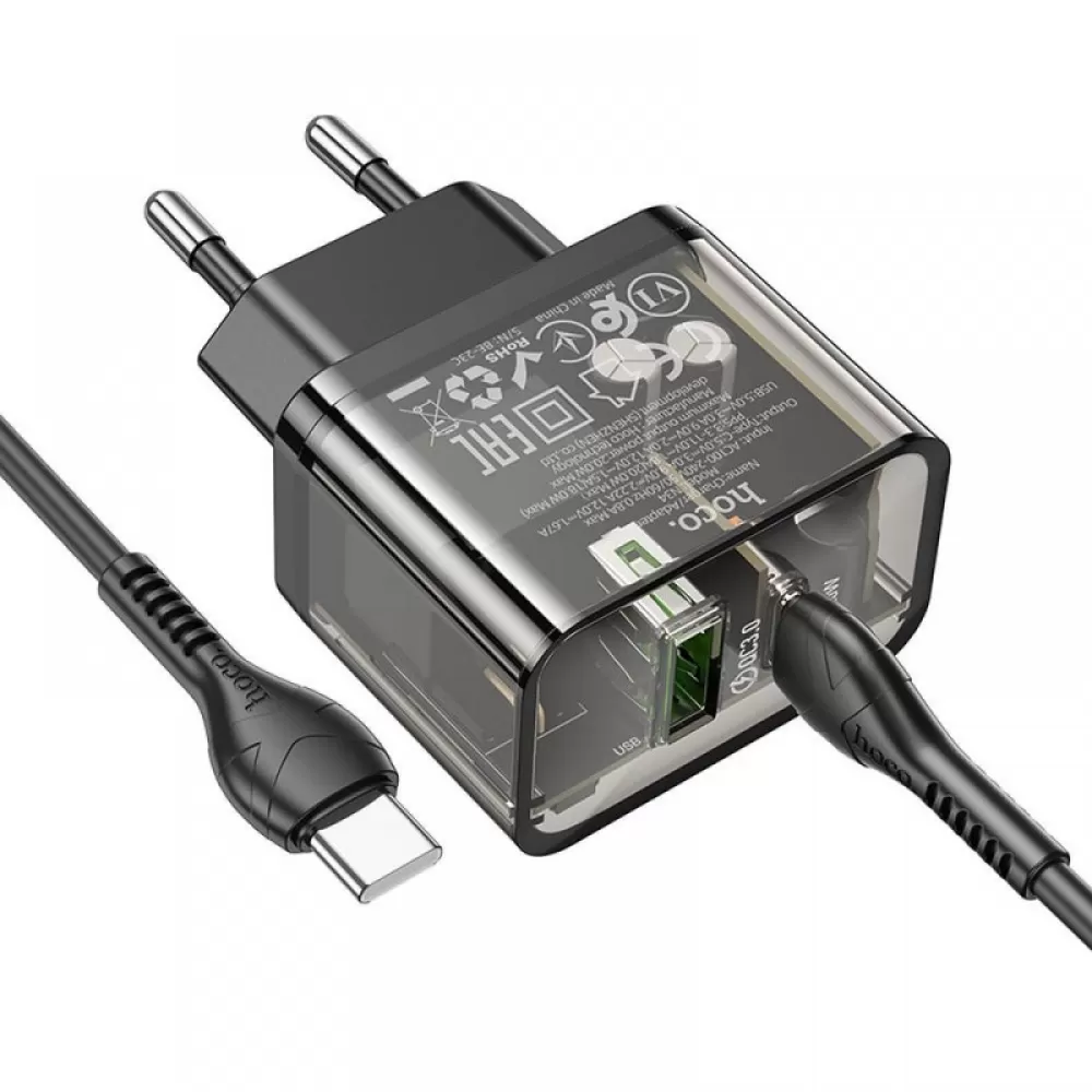 HOCO zidni punjac USB A + Type C + kabl Type C na Type C PD QC3.0 3A 20W N34 providan