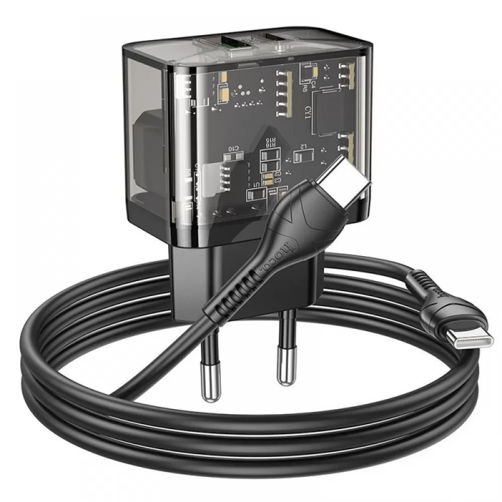HOCO zidni punjac USB A + Type C + kabl Type C na Type C PD QC3.0 3A 20W N34 providan
