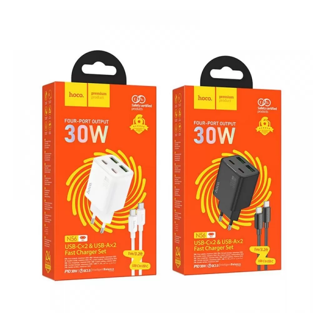 HOCO zidni punjac USB A + Type C + kabl Type C na Lightning PD QC3.0 3A 20W N52 crni