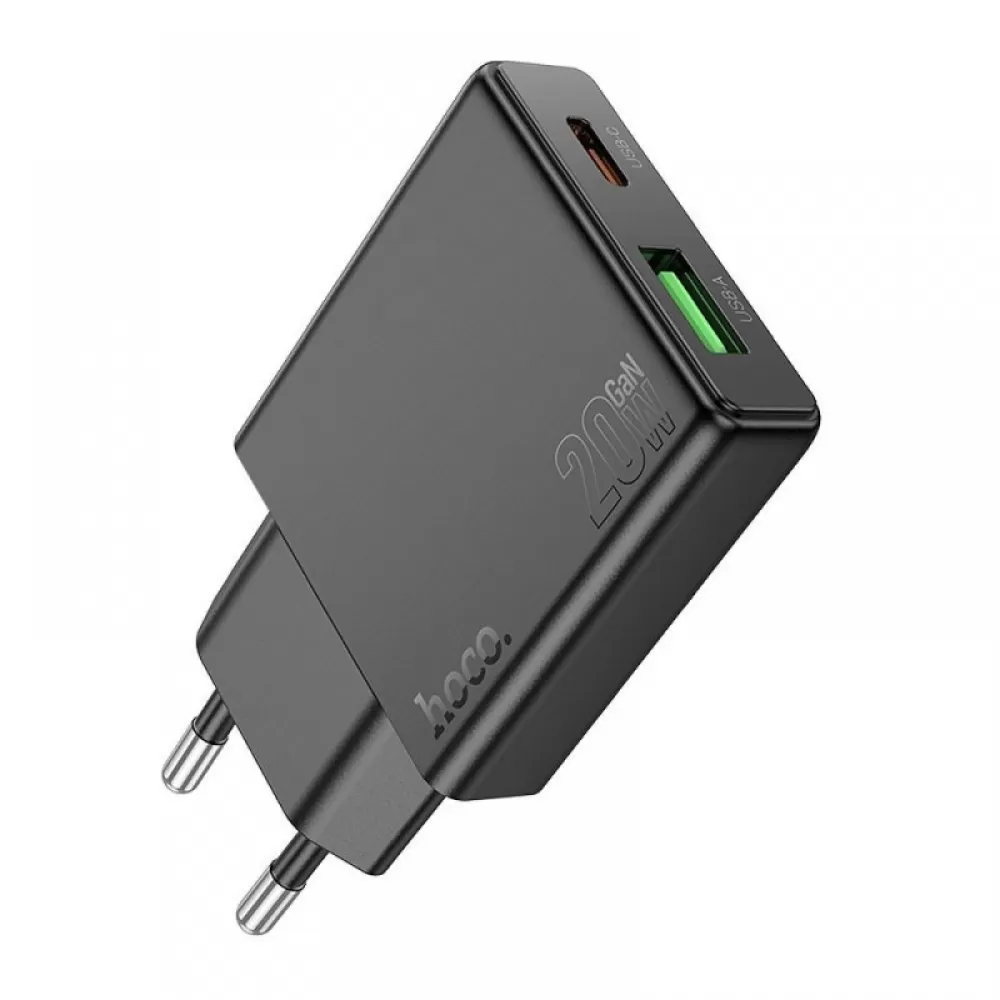 HOCO tanki zidni punjac USB A + Type C PD QC3.0 3A 20W N38 crni