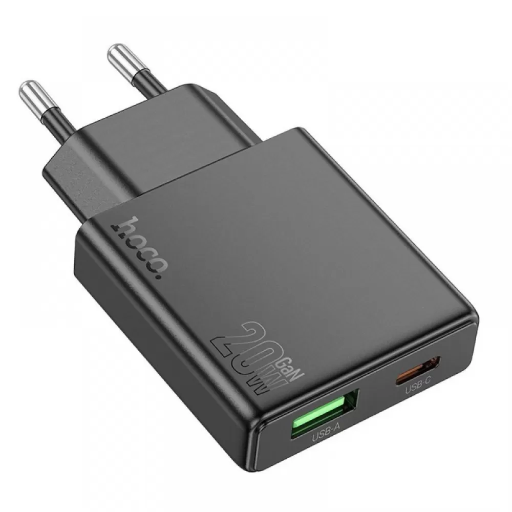 HOCO tanki zidni punjac USB A + Type C PD QC3.0 3A 20W N38 crni