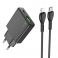 HOCO tanki zidni punjac USB A + Type C sa Type C na Lightning kablom PD QC3.0 3A 20W N38 crni
