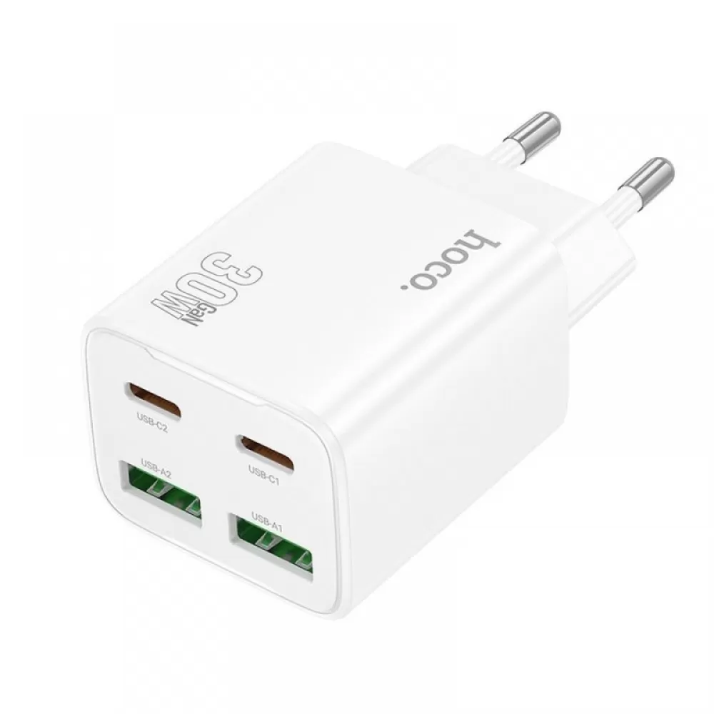 HOCO punjac 2 x Type C + 2 x USB A PD QC3.0 3A 20W N56 beli