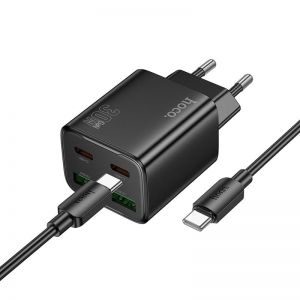 HOCO punjac 2 x Type C + 2 x USB A + kabl Type C na Type C PD QC3.0 3A 30W N56 crni