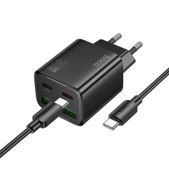 HOCO punjac 2 x Type C + 2 x USB A + kabl Type C na Type C PD QC3.0 3A 30W N56 crni
