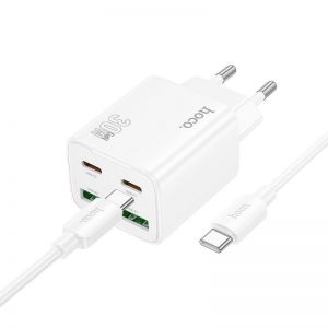 HOCO punjac 2 x Type C + 2 x USB A + kabl Type C na Type C PD QC3.0 3A 30W N56 beli