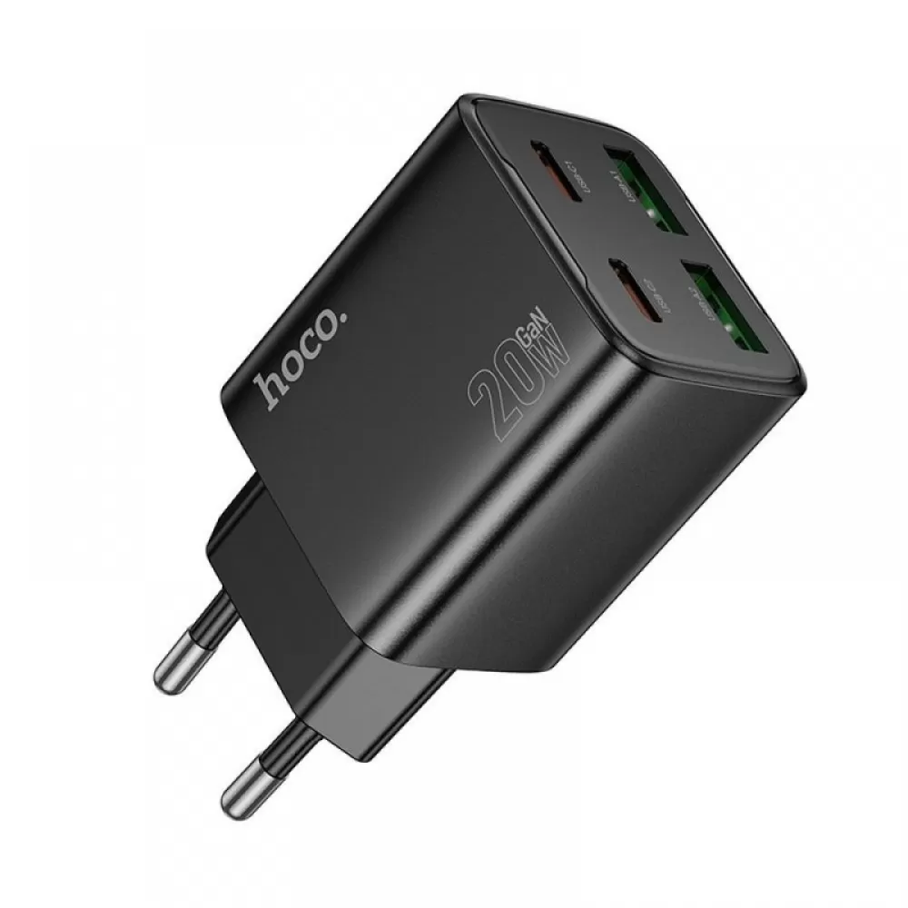 HOCO punjac 2 x Type C + 2 x USB A PD QC3.0 3A 20W N55 crni