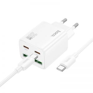 HOCO punjac 2 x Type C + 2 x USB A + kabl Type C na Type C PD QC3.0 3A 20W N55 beli