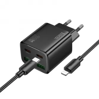 HOCO punjac 2 x Type C + 2 x USB A + kabl Type C na Lightning PD QC3.0 3A 20W N55 crni