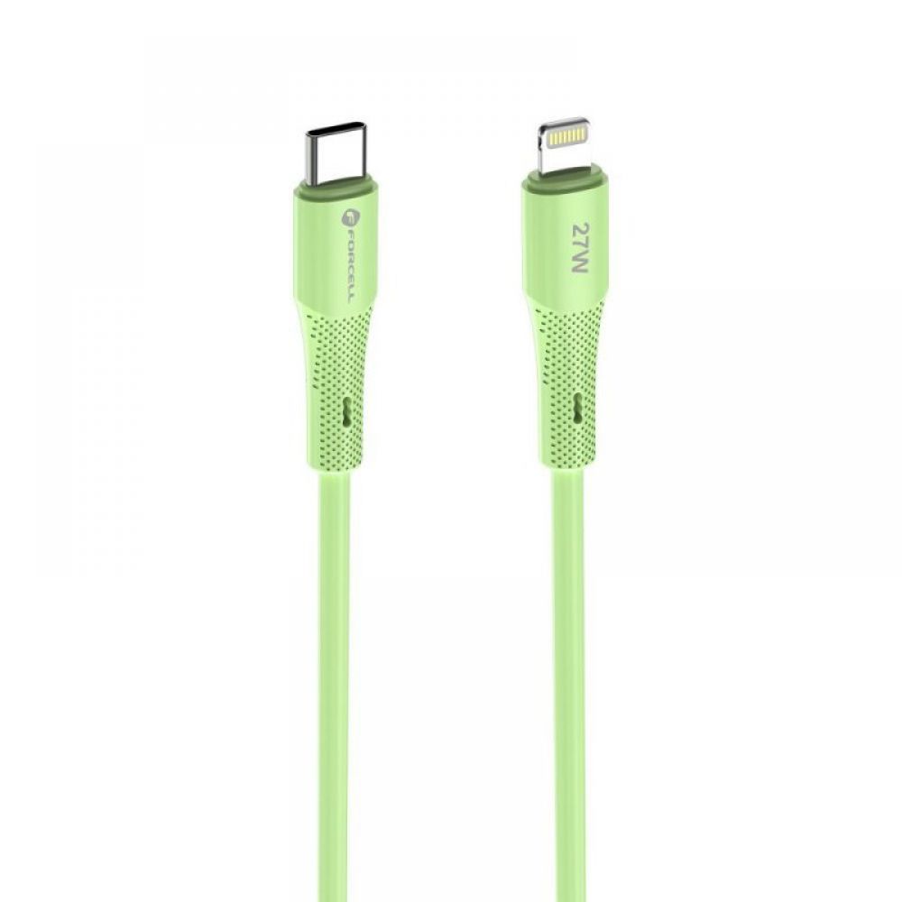 FORCELL F-ENERGY C346 kabl Type C na Lightning PD 3A 27W silikon 1 m zeleni
