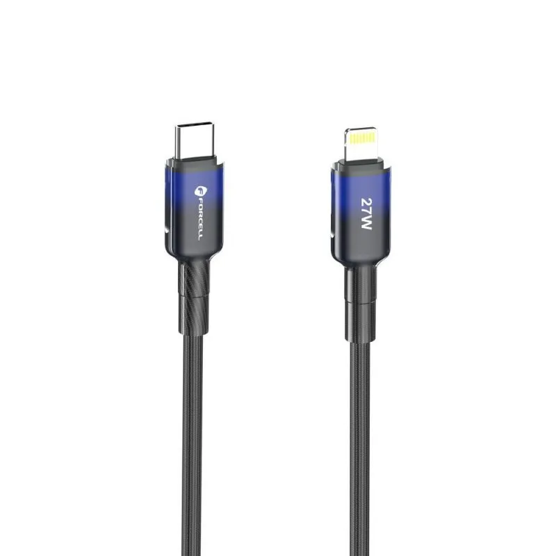 FORCELL F-ENERGY C356 kabl Type C na Lightning PD 3A 27W gradijent 1 m crni