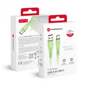 FORCELL F-ENERGY C342 kabl USB A na Type C QC4.0 3A 66W silikon 1 m zeleni