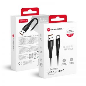 FORCELL F-ENERGY C342 kabl USB A na Type C QC4.0 3A 66W silikon 1 m crni