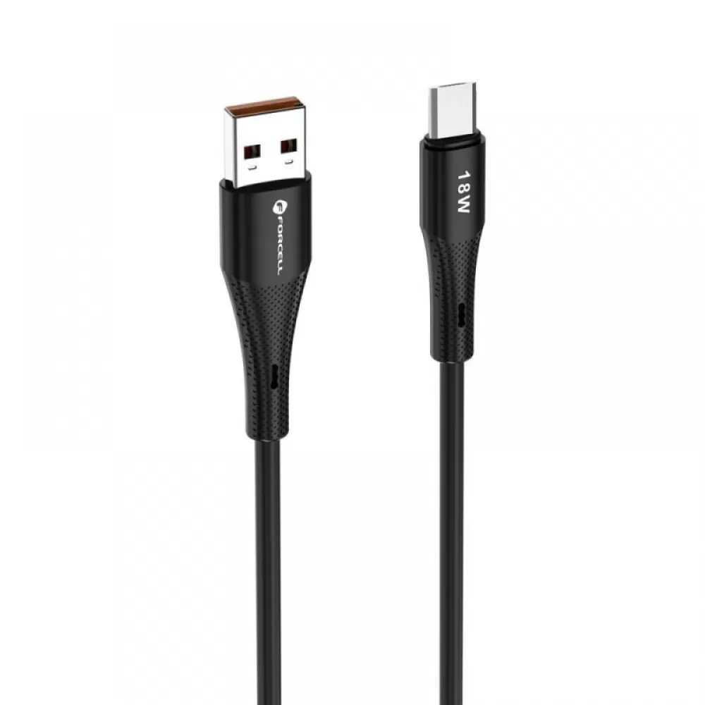 FORCELL F-ENERGY C341 kabl USB A na Micro USB QC3.0 2,4A 18W silikon 1 m crni