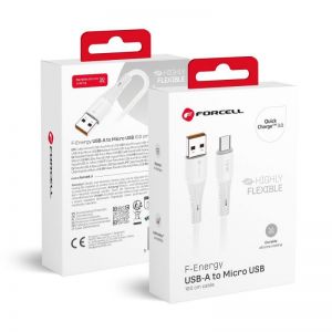 FORCELL F-ENERGY C341 kabl USB A na Micro USB QC3.0 2,4A 18W silikon 1 m beli