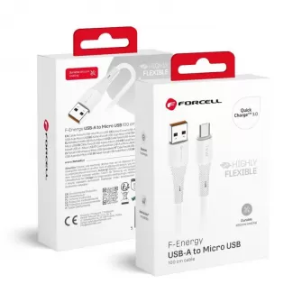FORCELL F-ENERGY C341 kabl USB A na Micro USB QC3.0 2,4A 18W silikon 1 m beli