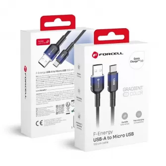 FORCELL F-ENERGY C351 kabl USB A na Micro USB QC3.0 2,4A 18W gradijent 1 m crni