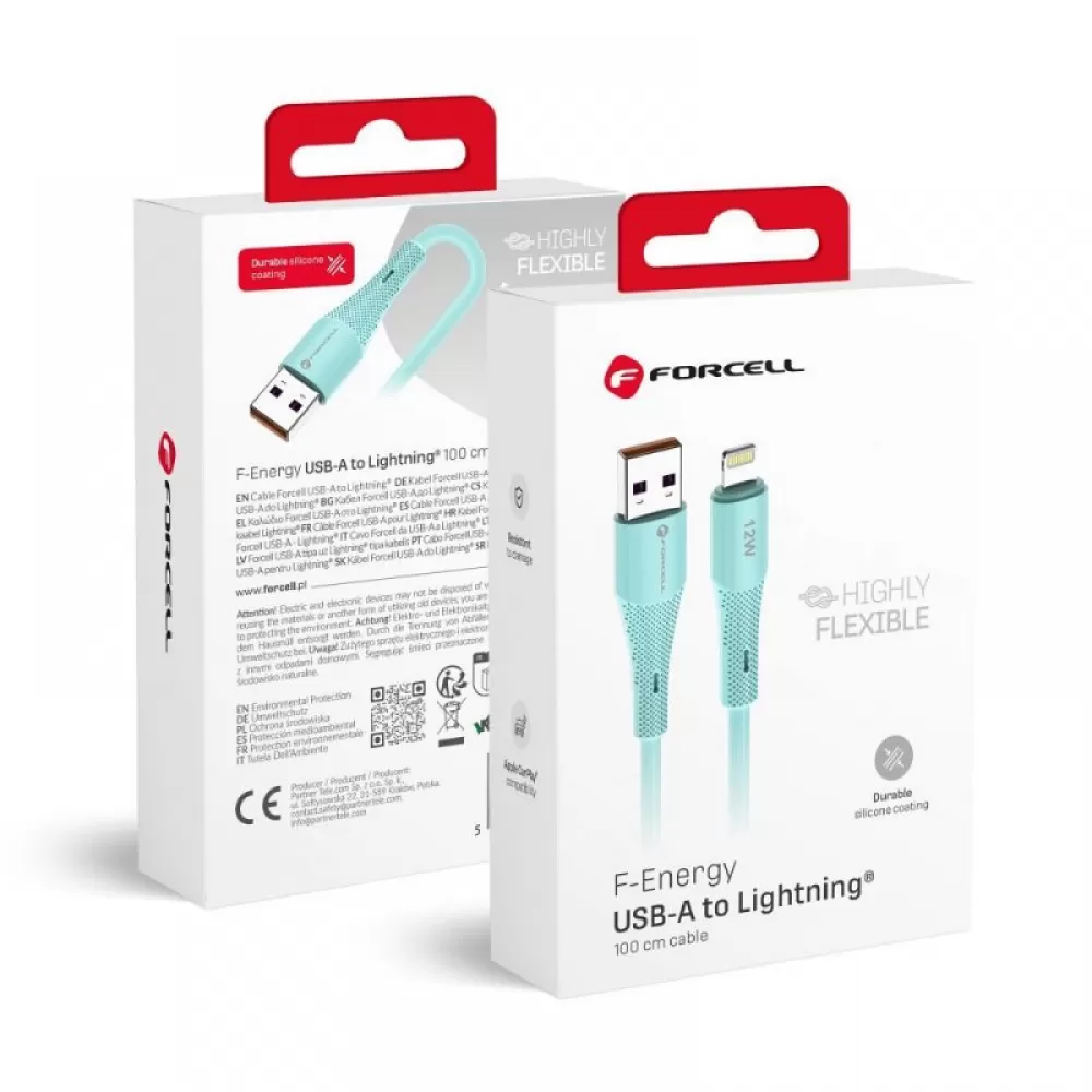FORCELL F-ENERGY C343 kabl USB A na Lightning 2,4 A 12W silikon 1 m plavi