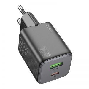 HOCO punjac USB A + Type C PD QC 3A 20W N41 crni