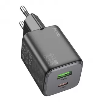 HOCO punjac USB A + Type C PD QC 3A 20W N41 crni