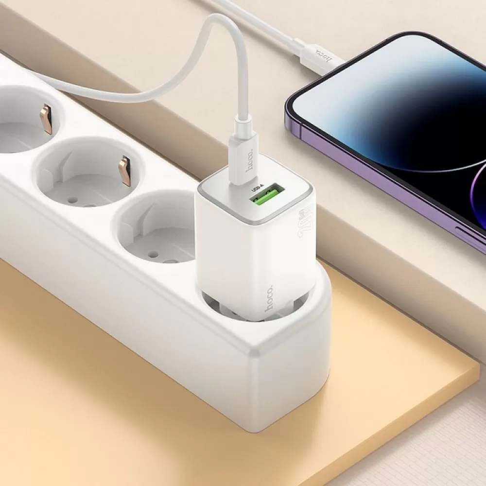 HOCO punjac USB A + Type C PD QC 3A 20W N41 beli