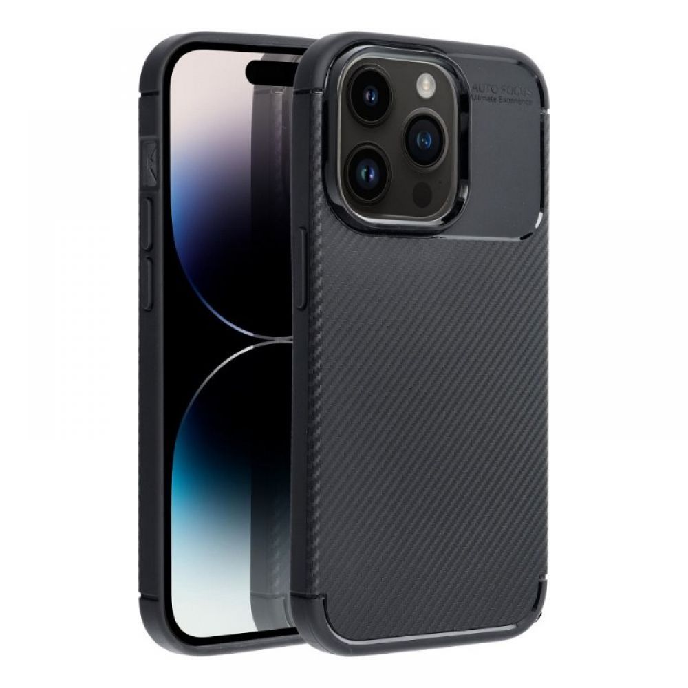 Silikonska futrola AUTO FOCUS LINE (carbon premium) za iPhone 17 crna