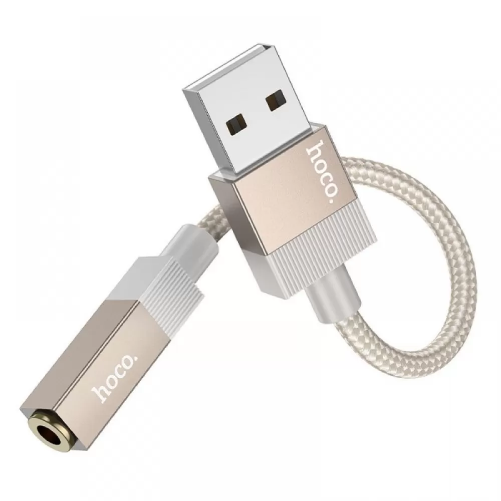 Adapter AUX USB A (muski) na Jack 3,5 mm (zenski) Hoco UPA32D zlatni