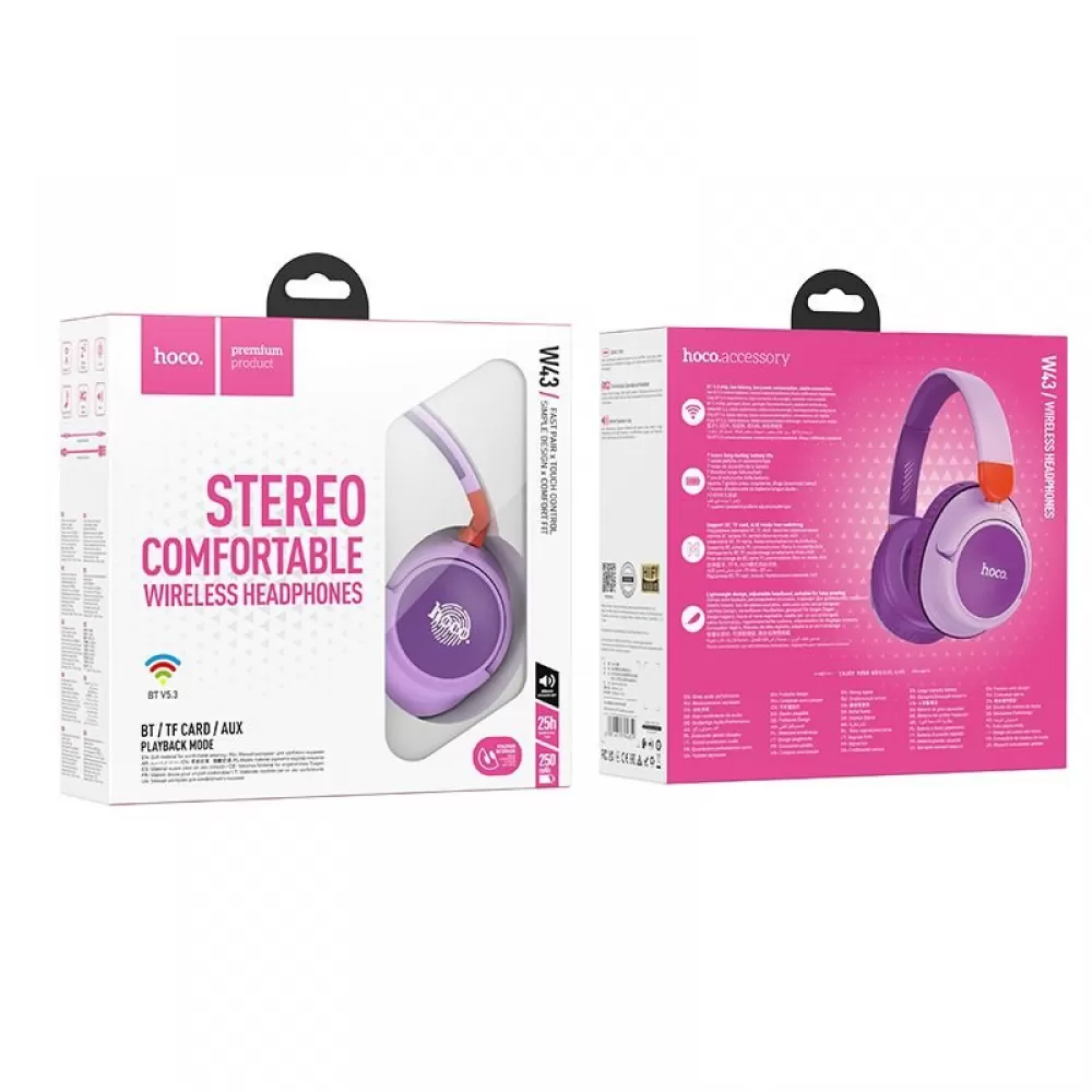 HOCO bezicne bluetooth slusalice W43 ljubicaste