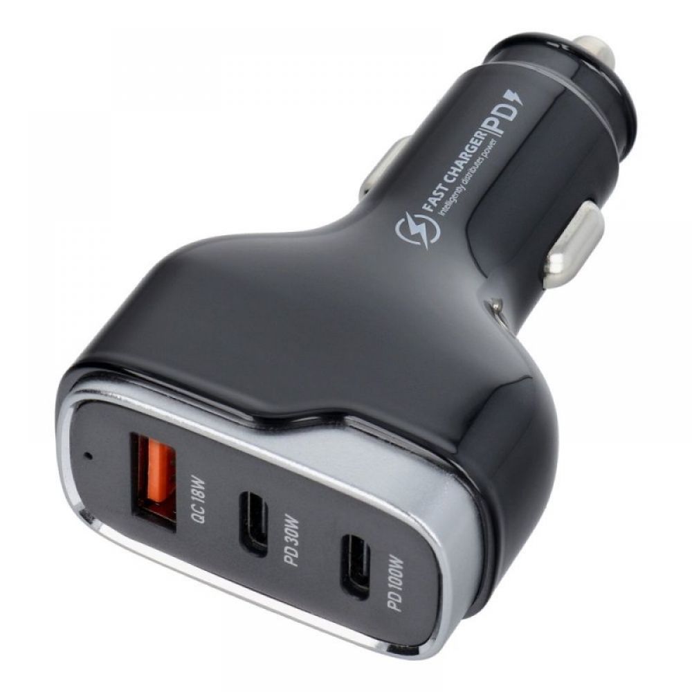 Auto punjac USB A + 2 x Type C PD QC3.0 3A 138W CC53-2C1A crni