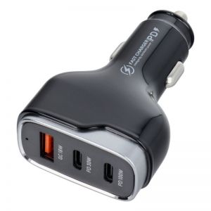 Auto punjac USB A + 2 x Type C PD QC3.0 3A 138W CC53-2C1A crni