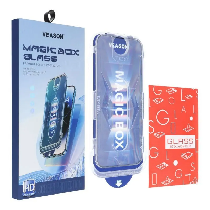 Zastitno staklo 6D Pro VEASON Easy-Install za iPhone 13 Pro Max / 14 Plus crno