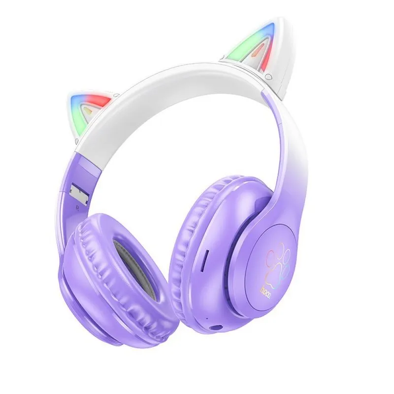 HOCO bezicne bluetooth slusalice W42 Cat Ear ljubicasta