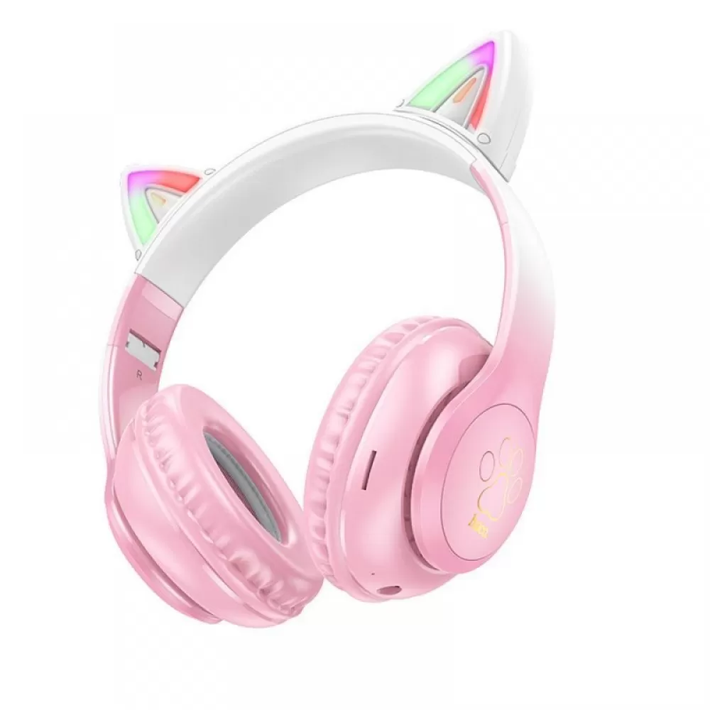 HOCO bezicne bluetooth slusalice W42 Cat Ear roze
