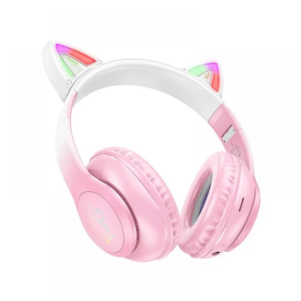 HOCO bezicne bluetooth slusalice W42 Cat Ear roze
