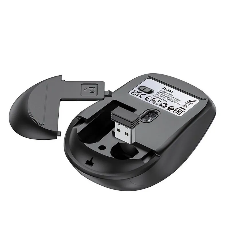 Bezicni mis Hoco 2.4G 1600 dpi GM28 crni metalno sivi