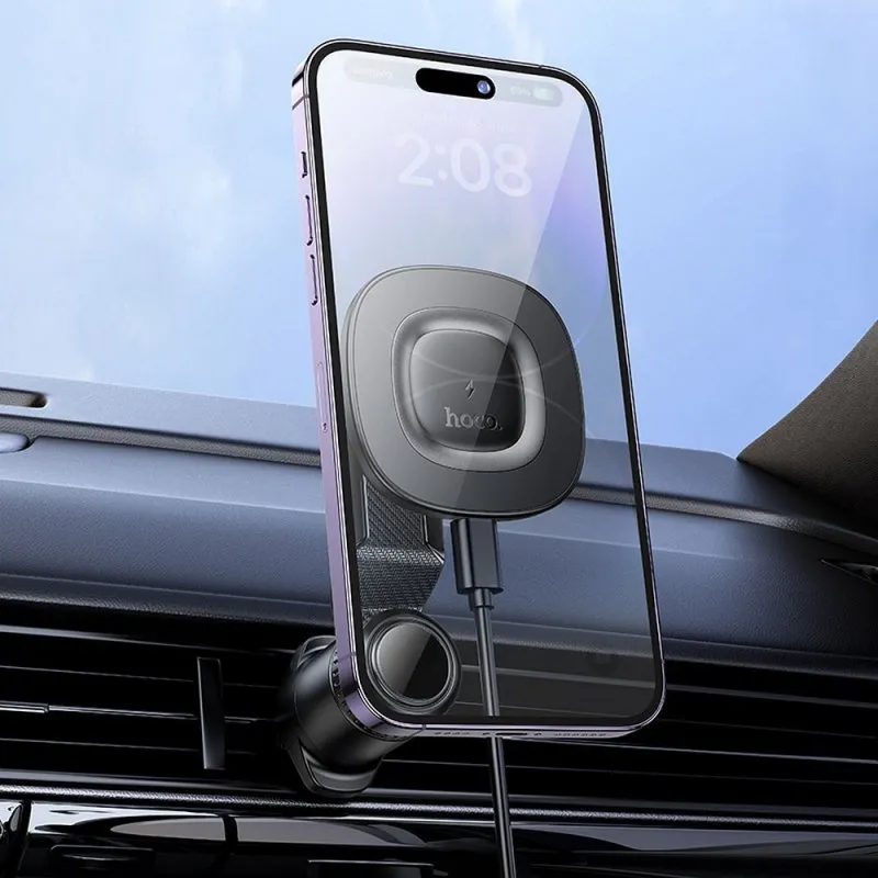 Indukcioni drzac telefona za auto Hoco 15W izlaz vazduha HW30 crni