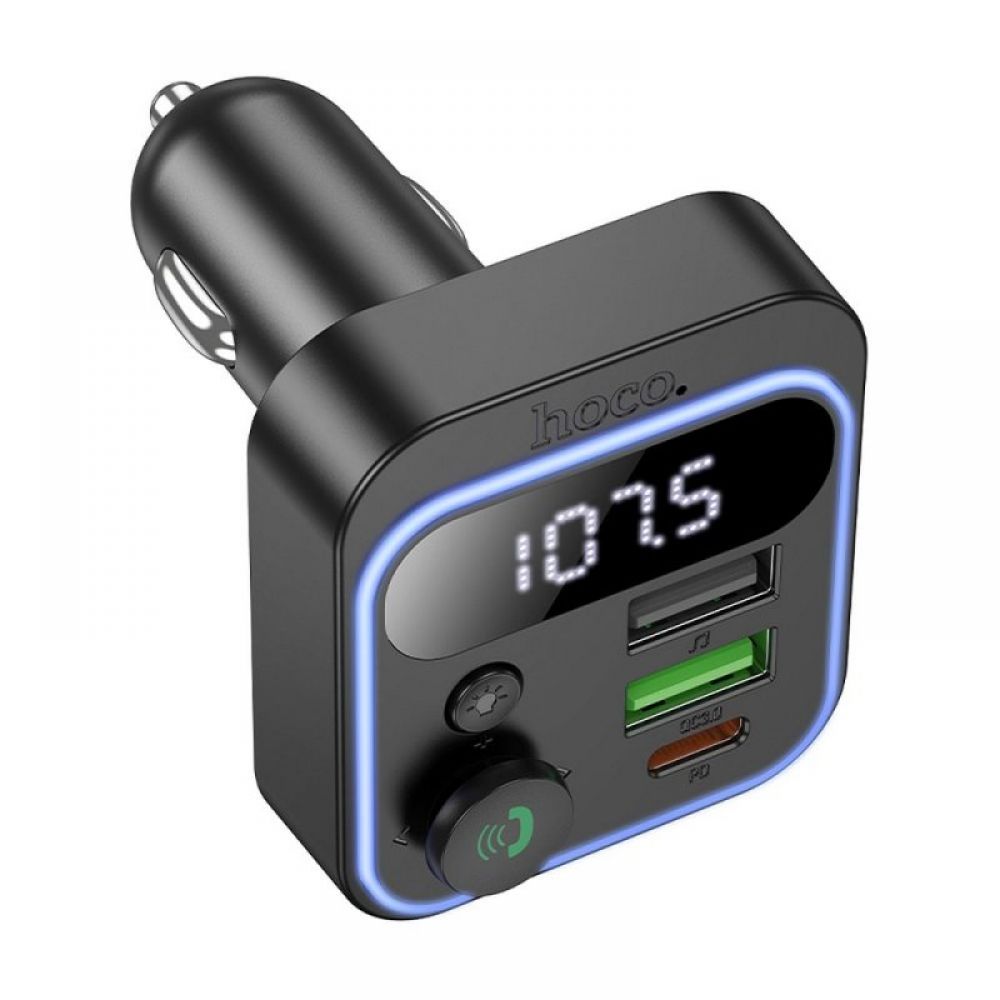 HOCO FM bluetooth predajnik za auto 2 x USB A + Type C PD QC3.0 20W E85 crni