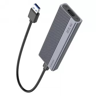 Kuciste Hoco za M.2 SATA SSD diskove M key B+M key do 4TB USB A USB3.2 / 6GBps HB47 metal-sivo