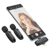 Bezicni lavalier mikrofon Lightning / USB C Hoco 2 kom L15 crni