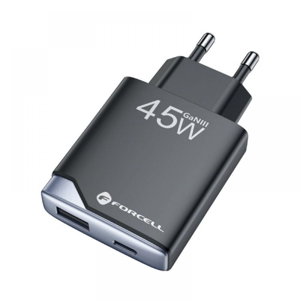 Kucni punjac Forcell F-Energy Ultra Slim GaN III USB C + USB A PD QC4.0 3A 45W B245202(1A1C) crni