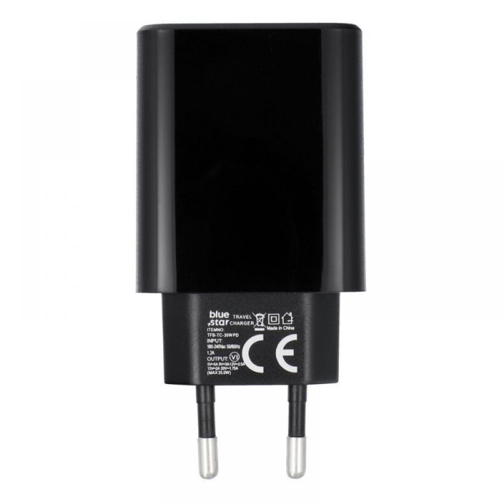 Punjac za telefon Blue Star USB-C QC4.0 PD 3A 35W TFB-TC-35WPD crni