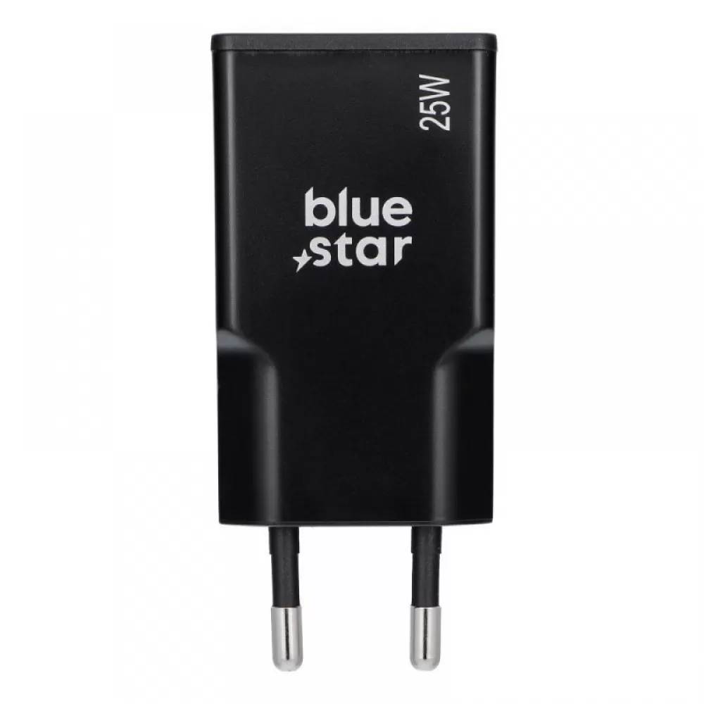 Punjac za telefon Blue Star Slim GaN 1x Type C + 1x USB A QC4.0 PD 3A 25W TFK-SC-25WAC crni