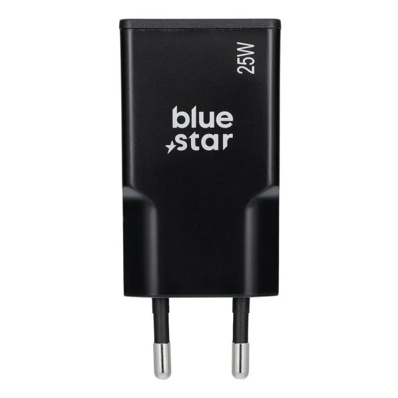Punjac za telefon Blue Star Slim GaN 1x Type C + 1x USB A QC4.0 PD 3A 25W TFK-SC-25WAC crni
