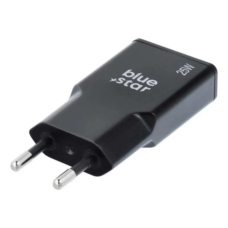 Punjac za telefon Blue Star Slim GaN 1x Type C + 1x USB A QC4.0 PD 3A 25W TFK-SC-25WAC crni