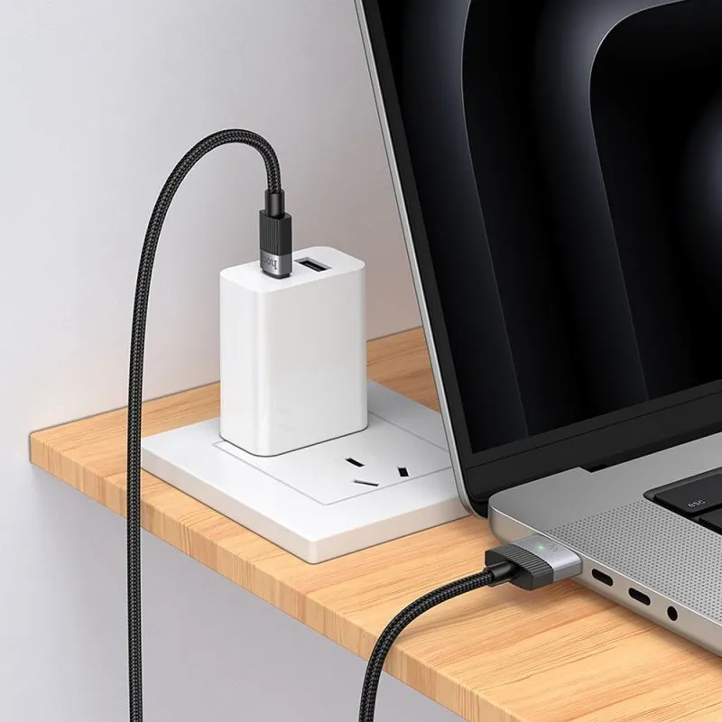 USB C na Mag3 kabl Hoco 5A 140W magnetni 1.8 m U141 crni