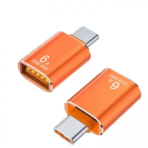 6A USB OTG adapter USB 3.0 A muski na Type-C zenski konverter za brzo punjenje 120W narandzasti