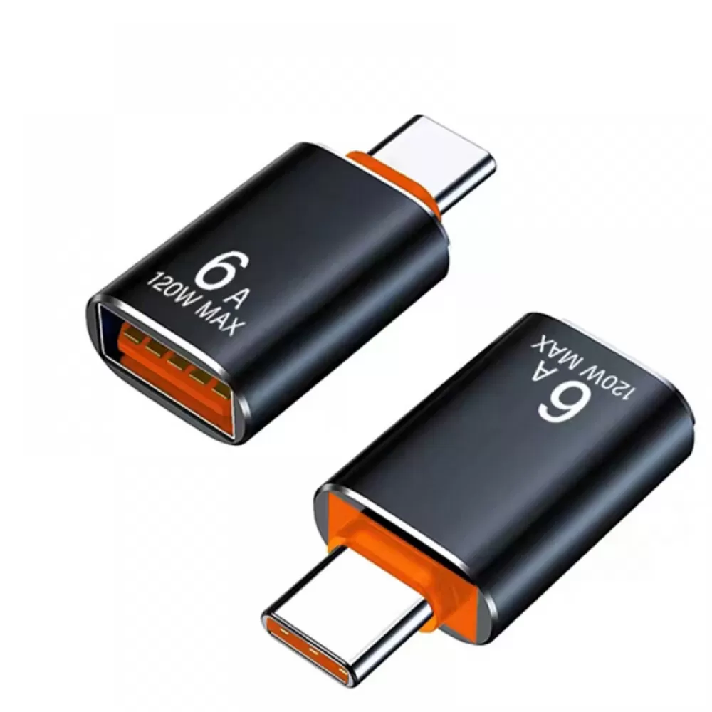 6A USB OTG adapter USB 3.0 A muski na Type-C zenski konverter za brzo punjenje 120W crni