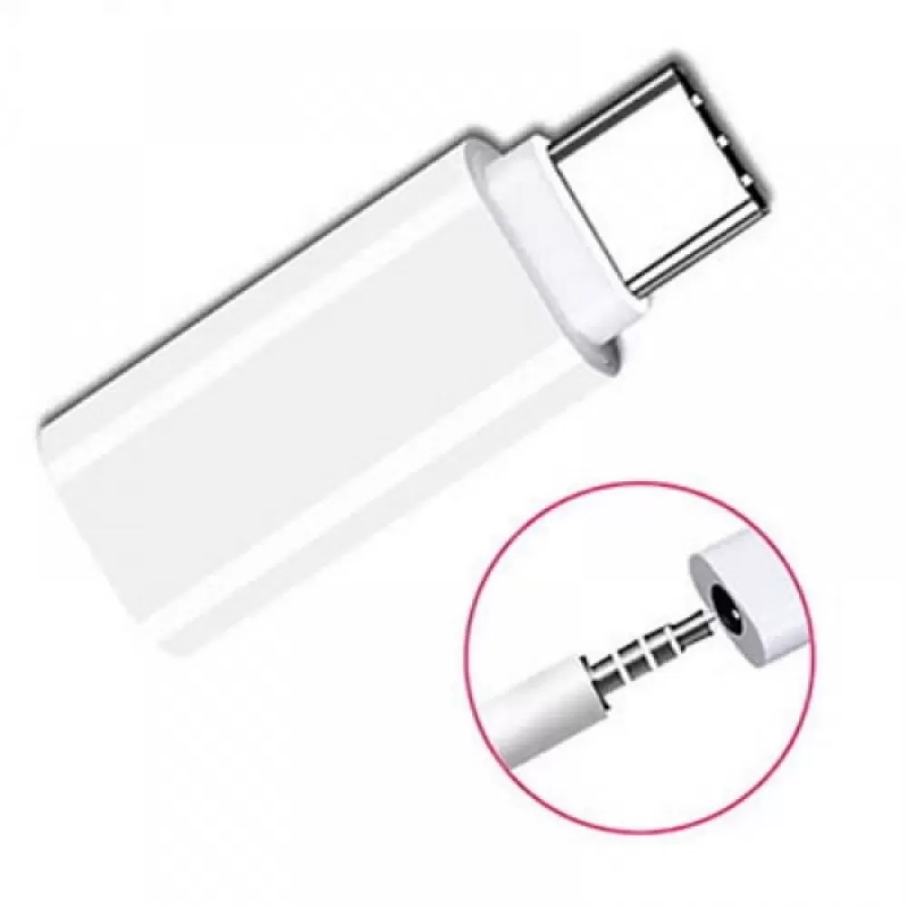 Adapter sa USB TIP-C (muski) na 3.5mm (zenski) beli