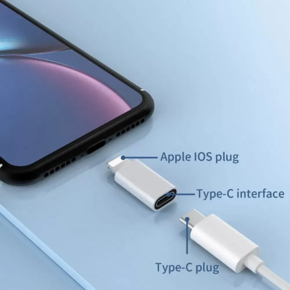 Adapter Type C na Lightning za iPhone srebrna